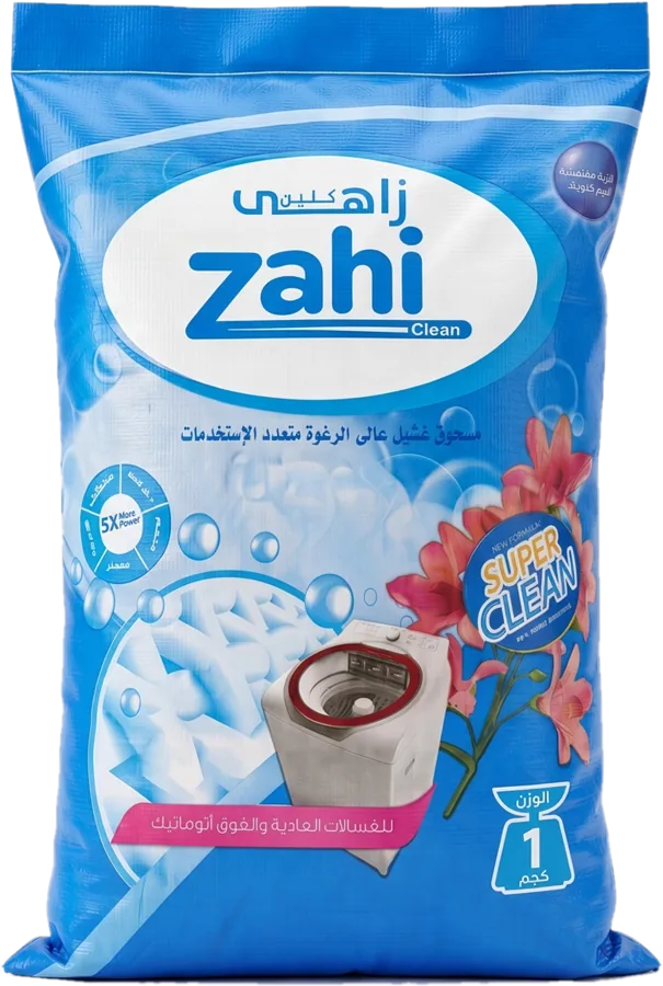 كيس مسحوق غسيل زاهي كلين عالي الرغوة، 1 كجم
